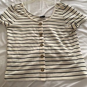 Torrid short sleeve stripe top with button detail